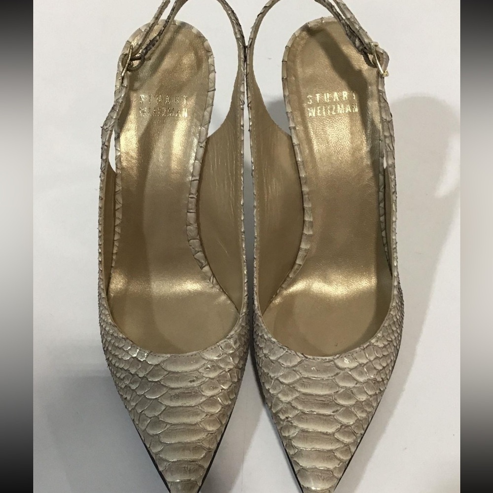 Women’s Stuart Weitzman Snake Print Slingback Heels Size 6.5M - Picture 2 of 7